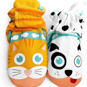 Pals Mismatched Baby Booties Size 6-12 Months - Kitten & Puppy